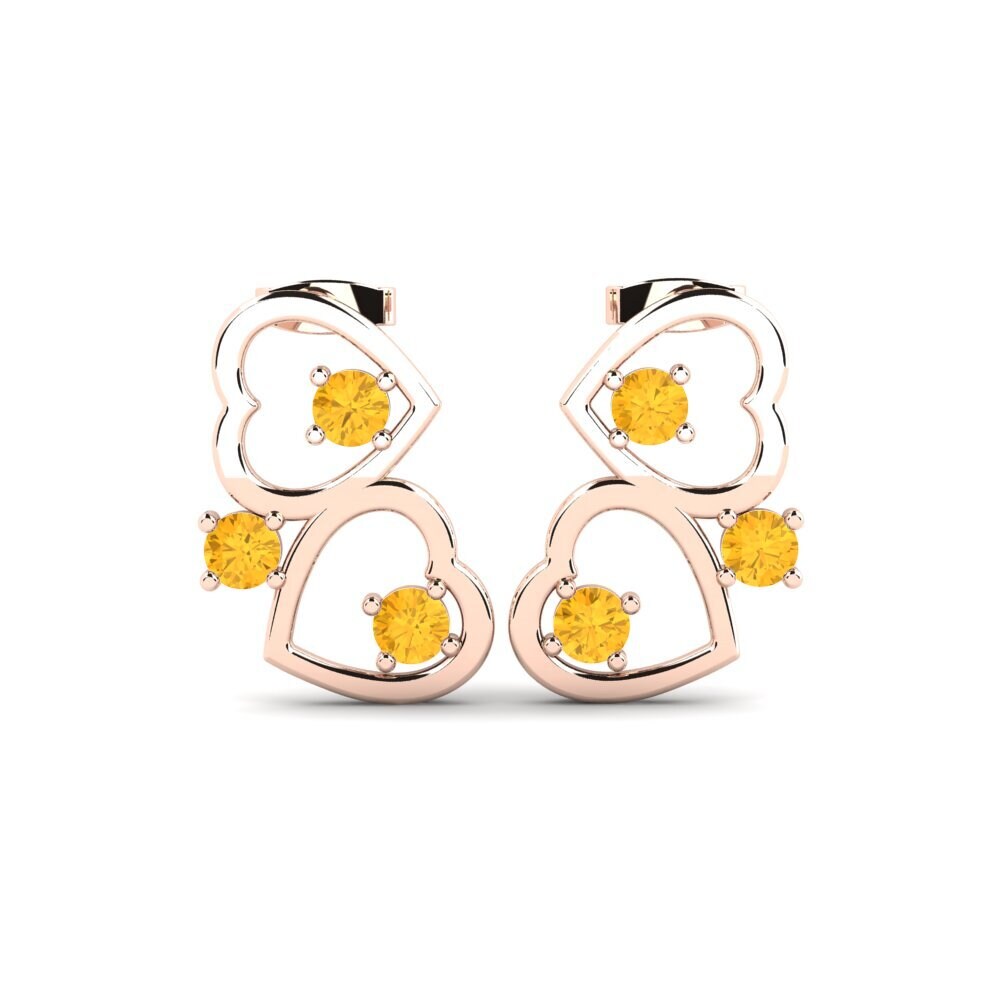 18ct Rose Gold Round Citrine Women's Earring Vitan