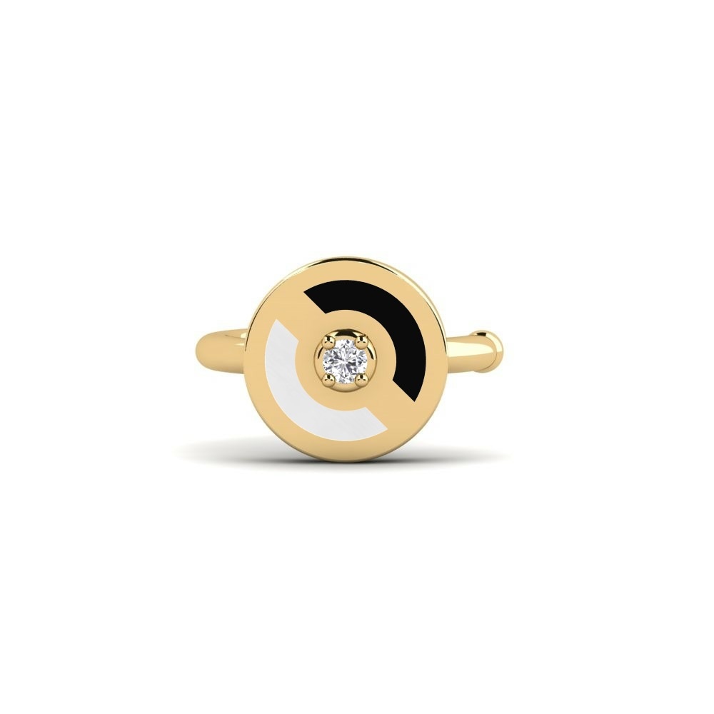 Round 0.012 Carat Ear Cuffs Lab Grown Diamond 14k Yellow Gold Earring Vittore