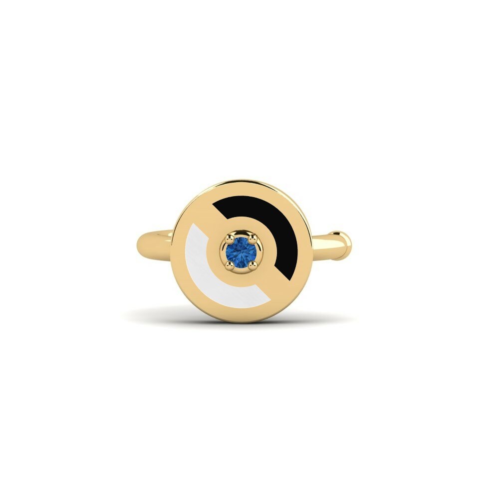 Round 0.012 Carat Ear Cuffs Swarovski Blue 14k Yellow Gold Earring Vittore
