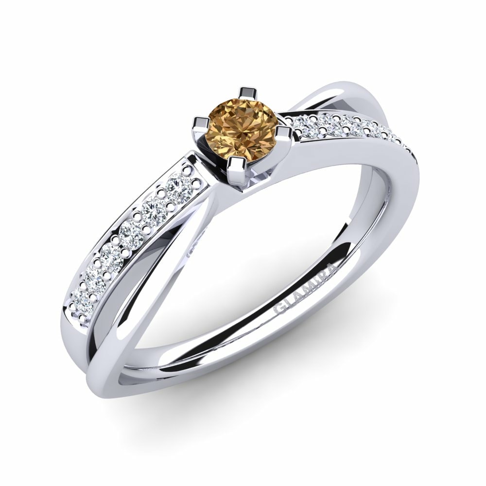 Brown Diamond Engagement Ring Viviette 0.16 crt