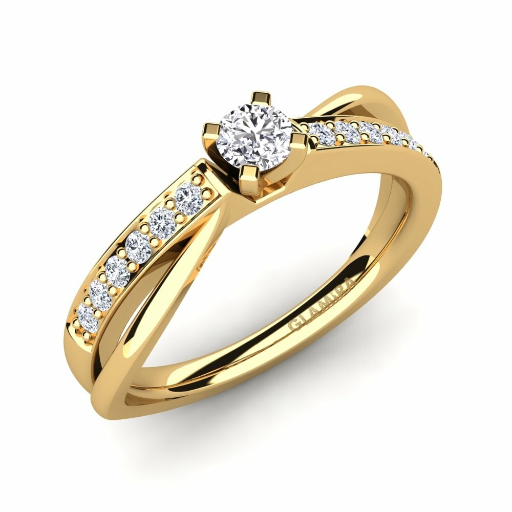 14k Yellow Gold Engagement Ring Viviette 0.16 crt
