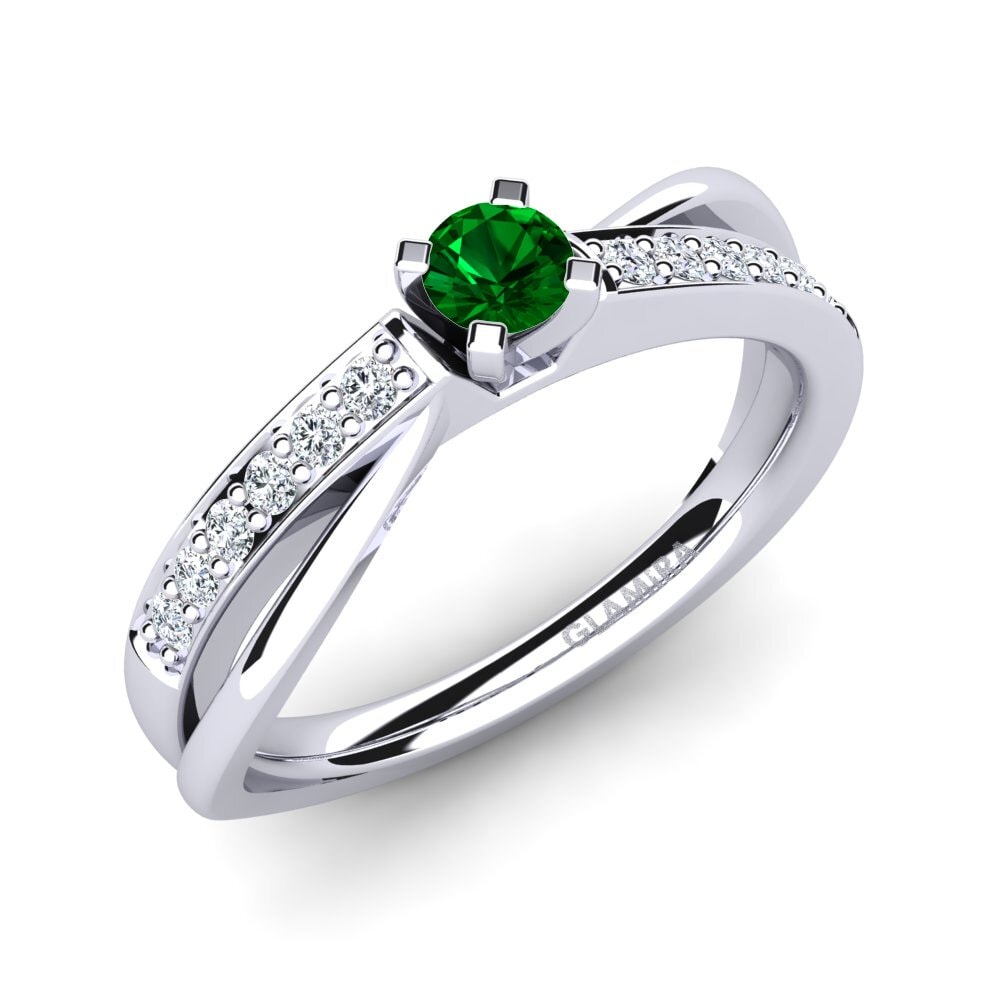 Green Zirconia Engagement Ring Viviette 0.16 crt