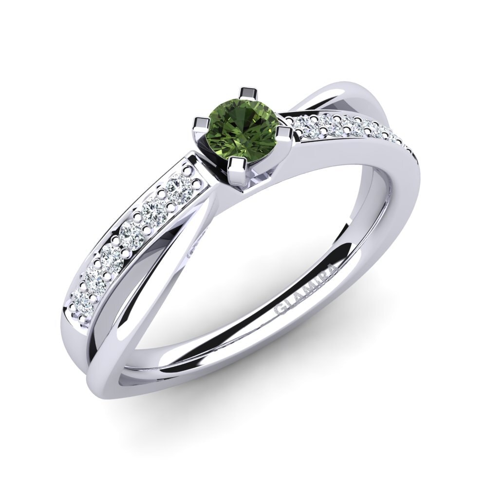 Green Sapphire Engagement Ring Viviette 0.16 crt