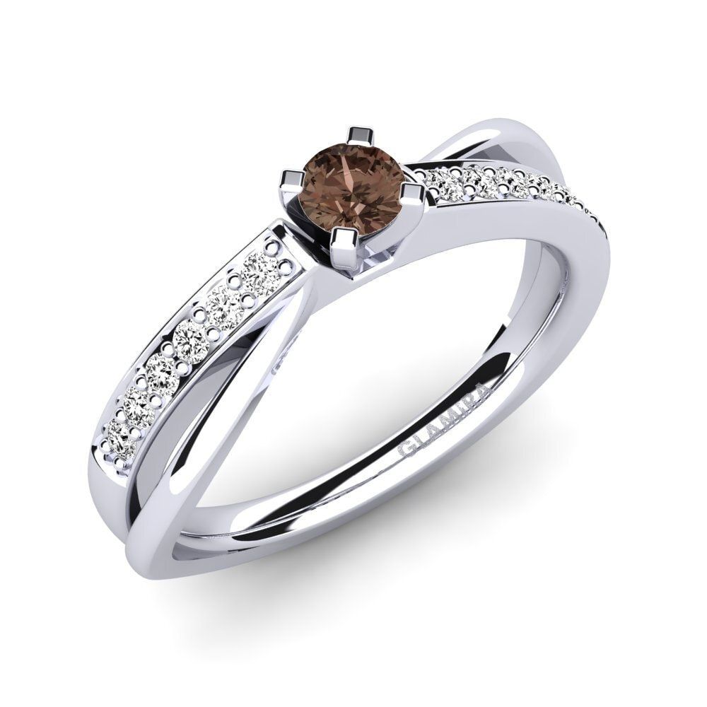 Smoky Quartz Engagement Ring Viviette 0.16 crt