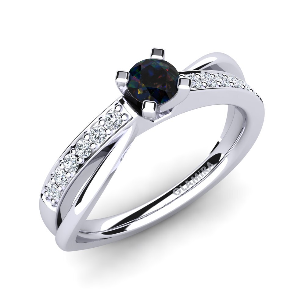 Black Opal Engagement Ring Viviette 0.25 crt