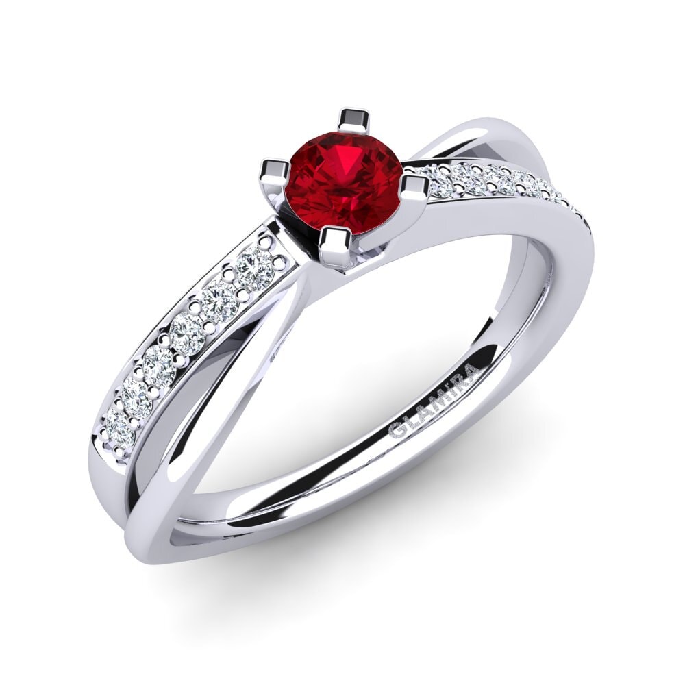 Red Zirconia Engagement Ring Viviette 0.25 crt