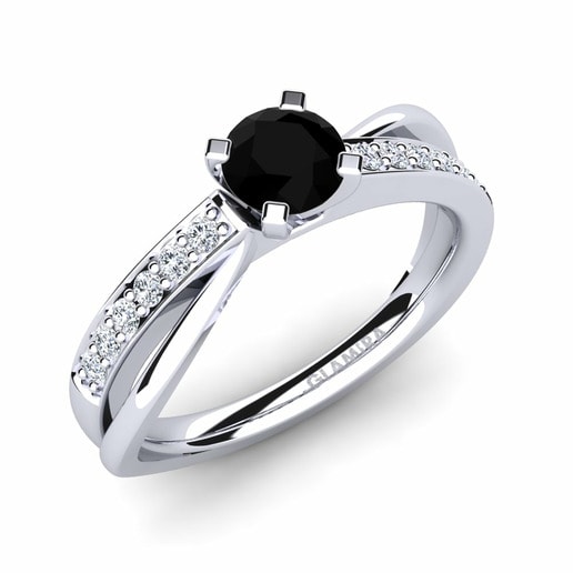 Ring Viviette 585 White Gold & Black Diamond & Diamond
