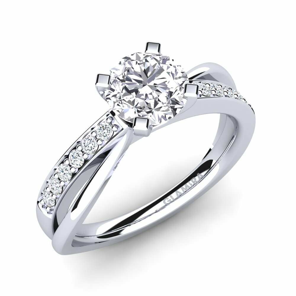 Solitaire Pave Engagement Rings Viviette 1.0 Crt 585 White Gold Lab Grown Diamond