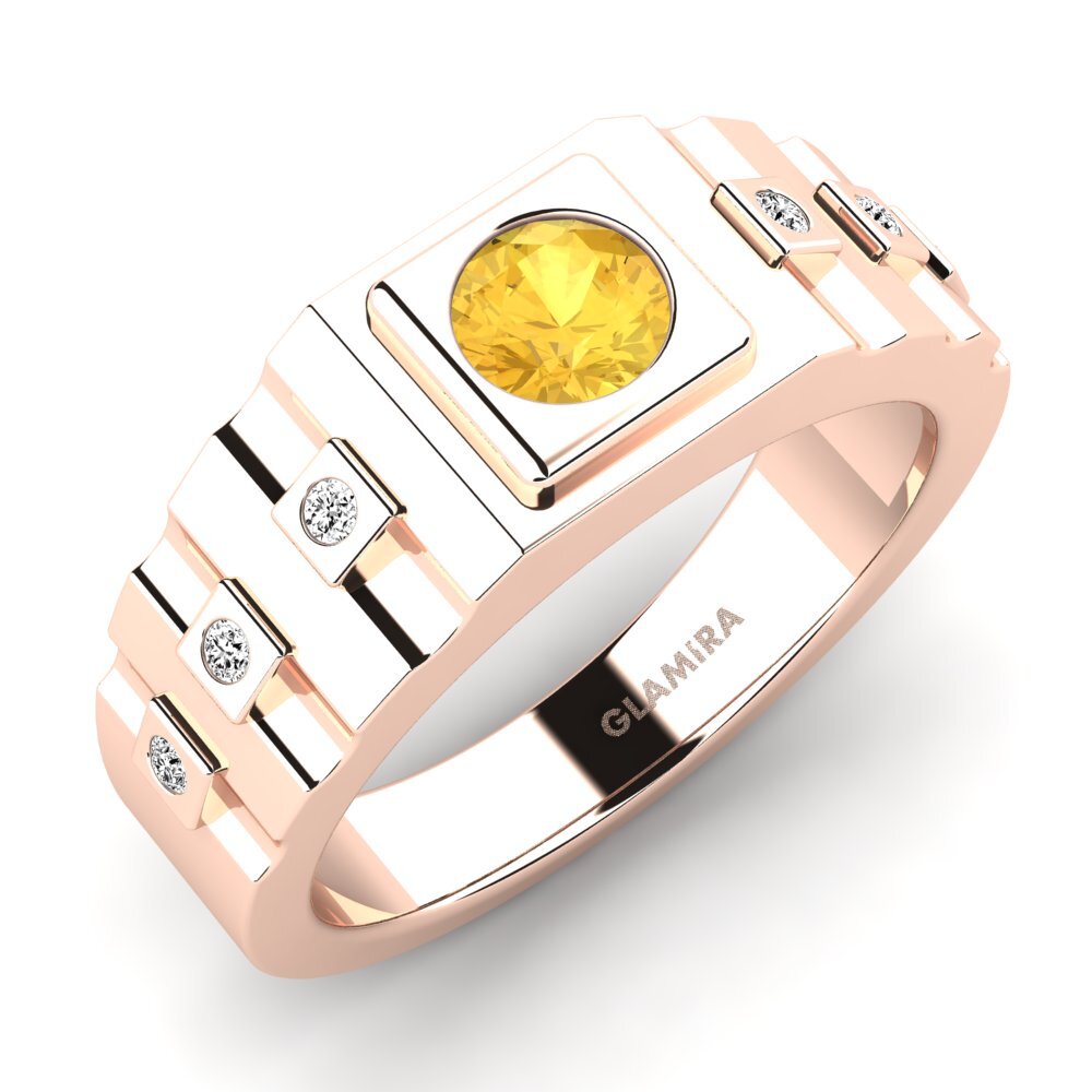 Oro Rosso 585 Citrino Anello da uomo Vlad