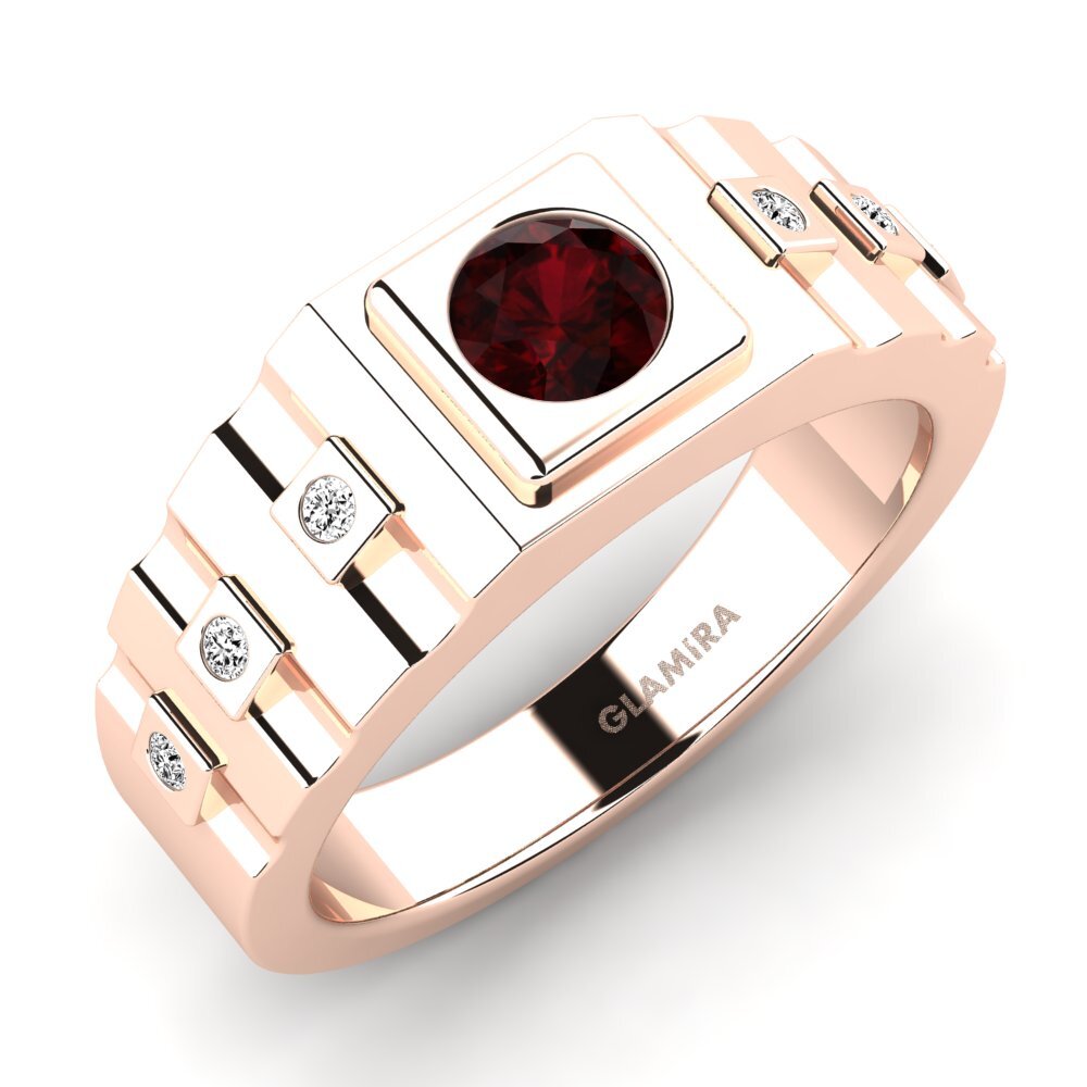 Oro Rosso 750 Granato Anello da uomo Vlad