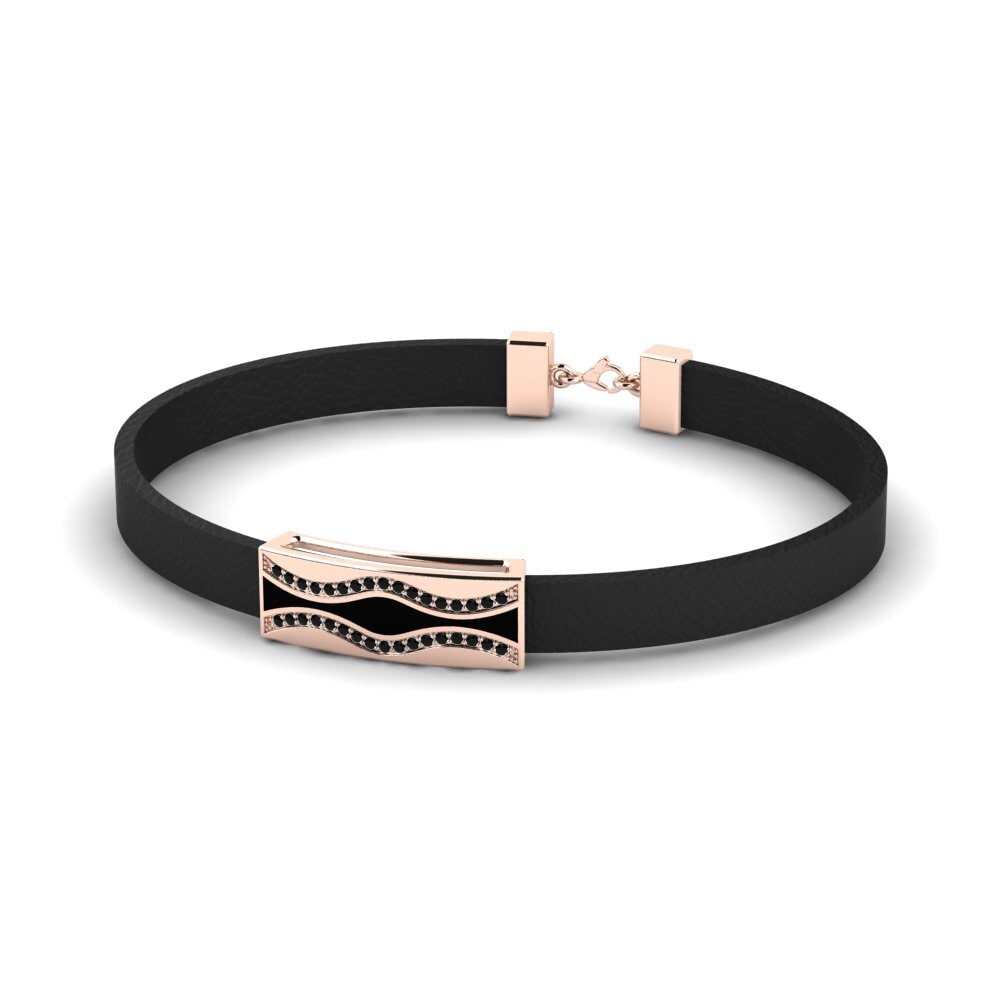 9ct Rose Gold Black Diamond Men's Bracelet Vladislav