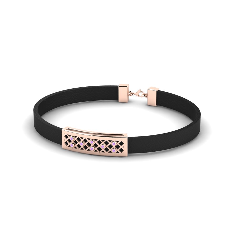 9ct Rose Gold Amethyst Men's Bracelet Vlastimil