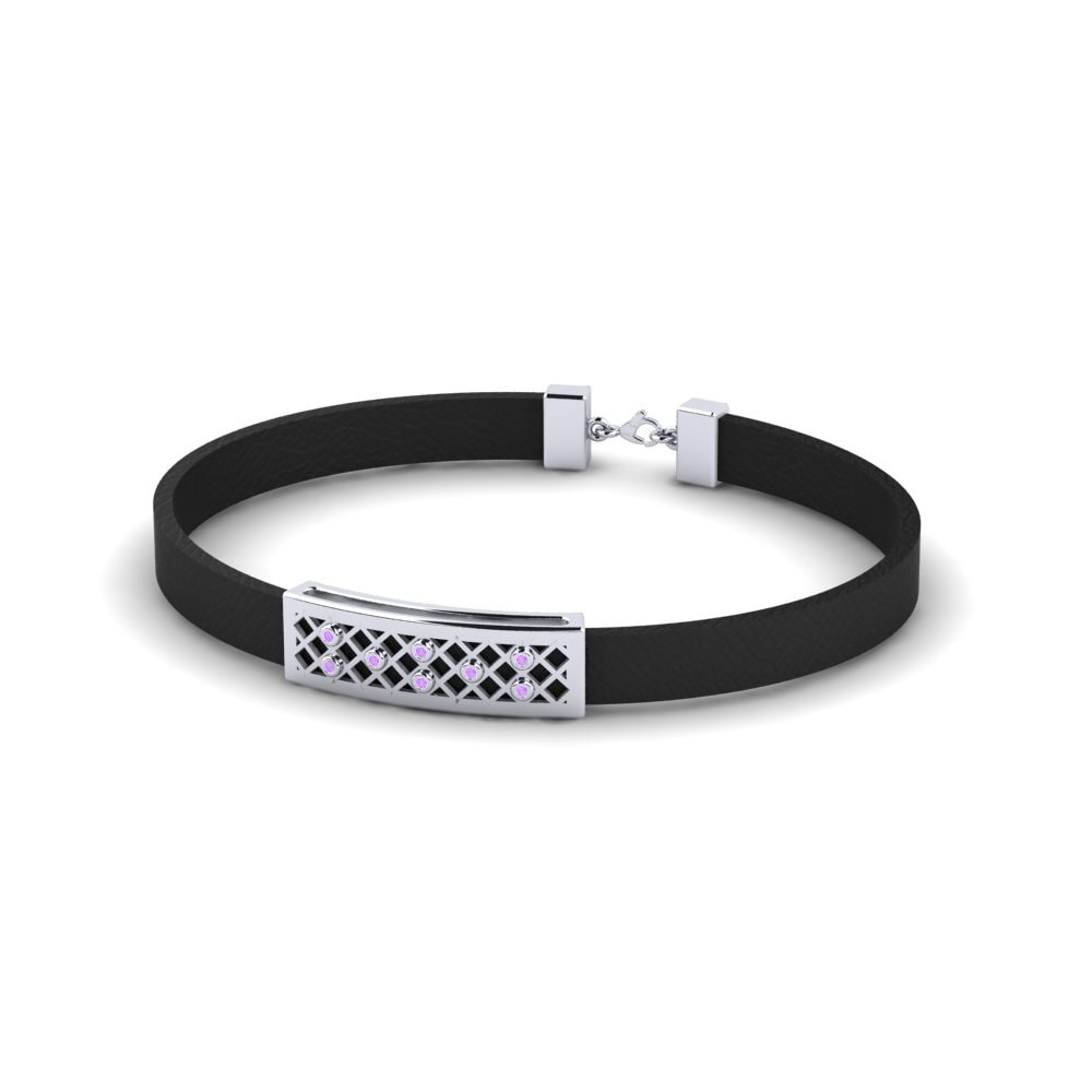 9ct White Gold Amethyst Men's Bracelet Vlastimil