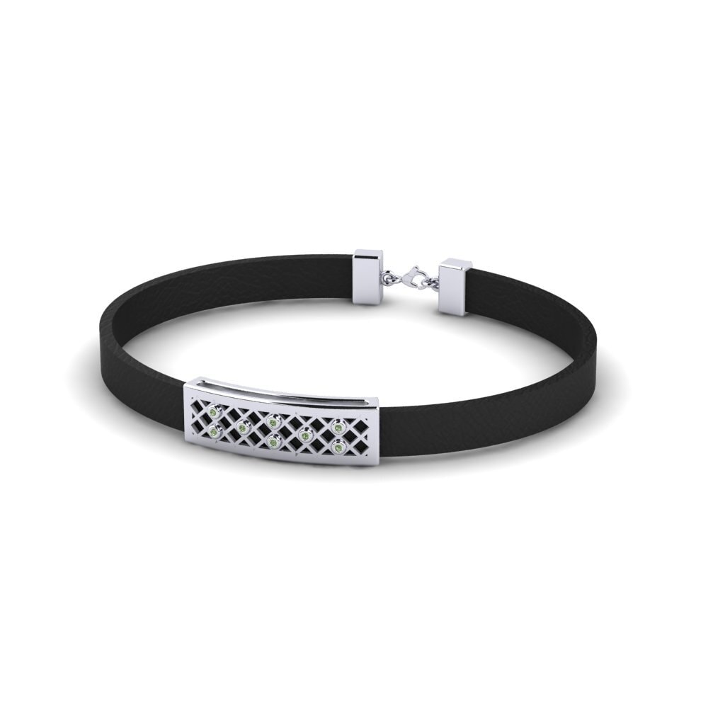 950 Palladium Green Diamond Men's Bracelet Vlastimil