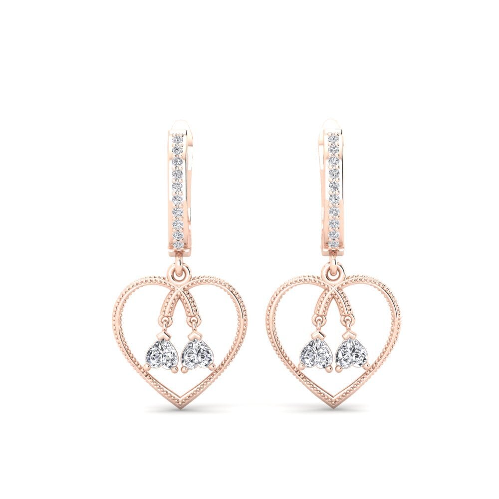 Boucles D'oreilles Pendantes Pampille Coeur Rose - Marie-Kate & Ashley - Neuf Avec étiquettes - Argenté