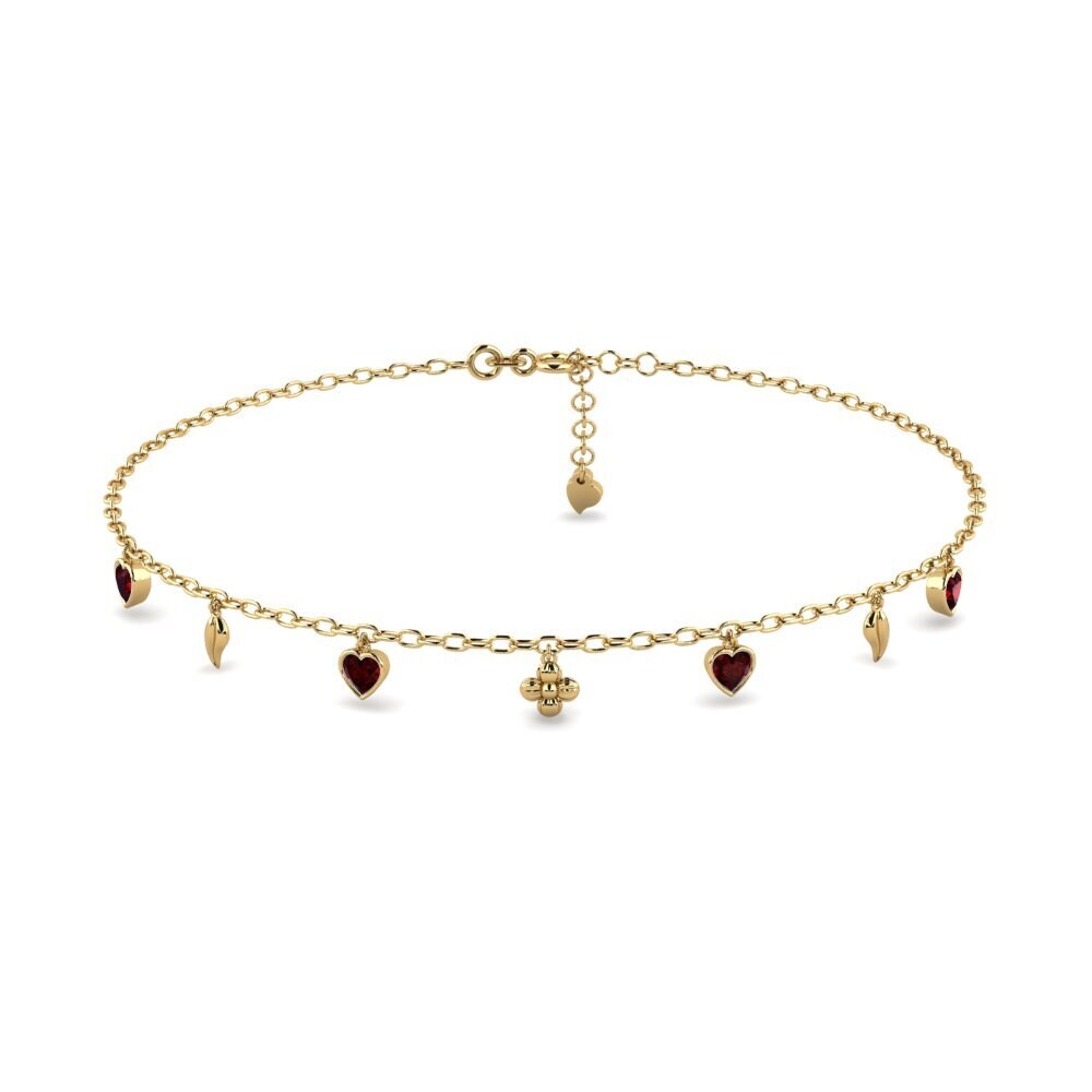 14ct Yellow Gold Garnet Women's Anklet Vogla