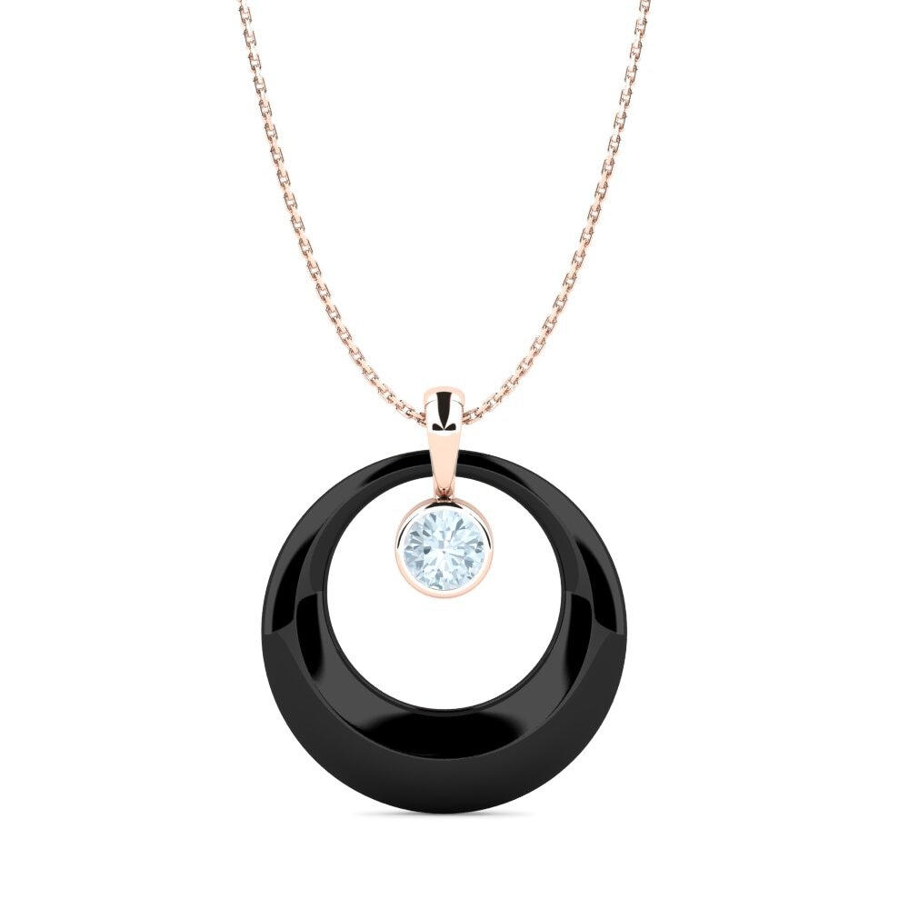 14k Rose Gold Aquamarine Women's Pendant Volna