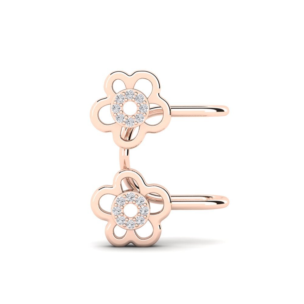 14k Oro Rosa Diamante cultivado en laboratorio Pendiente de mujer Volume