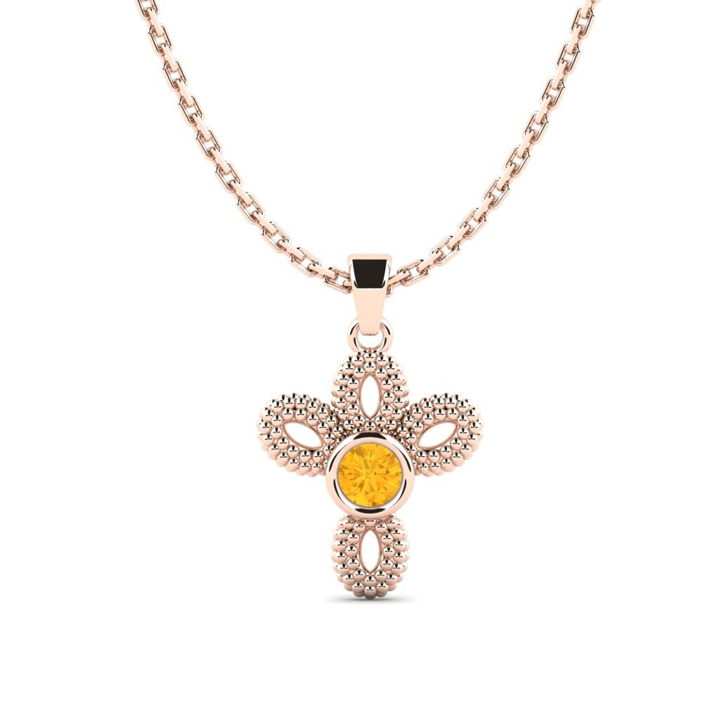 14k Oro Rosa Citrino Colgante de Mujer Volution