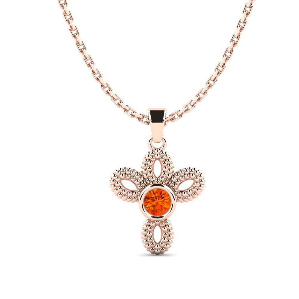 14k Oro Rosa Zafiro Naranja Colgante de Mujer Volution