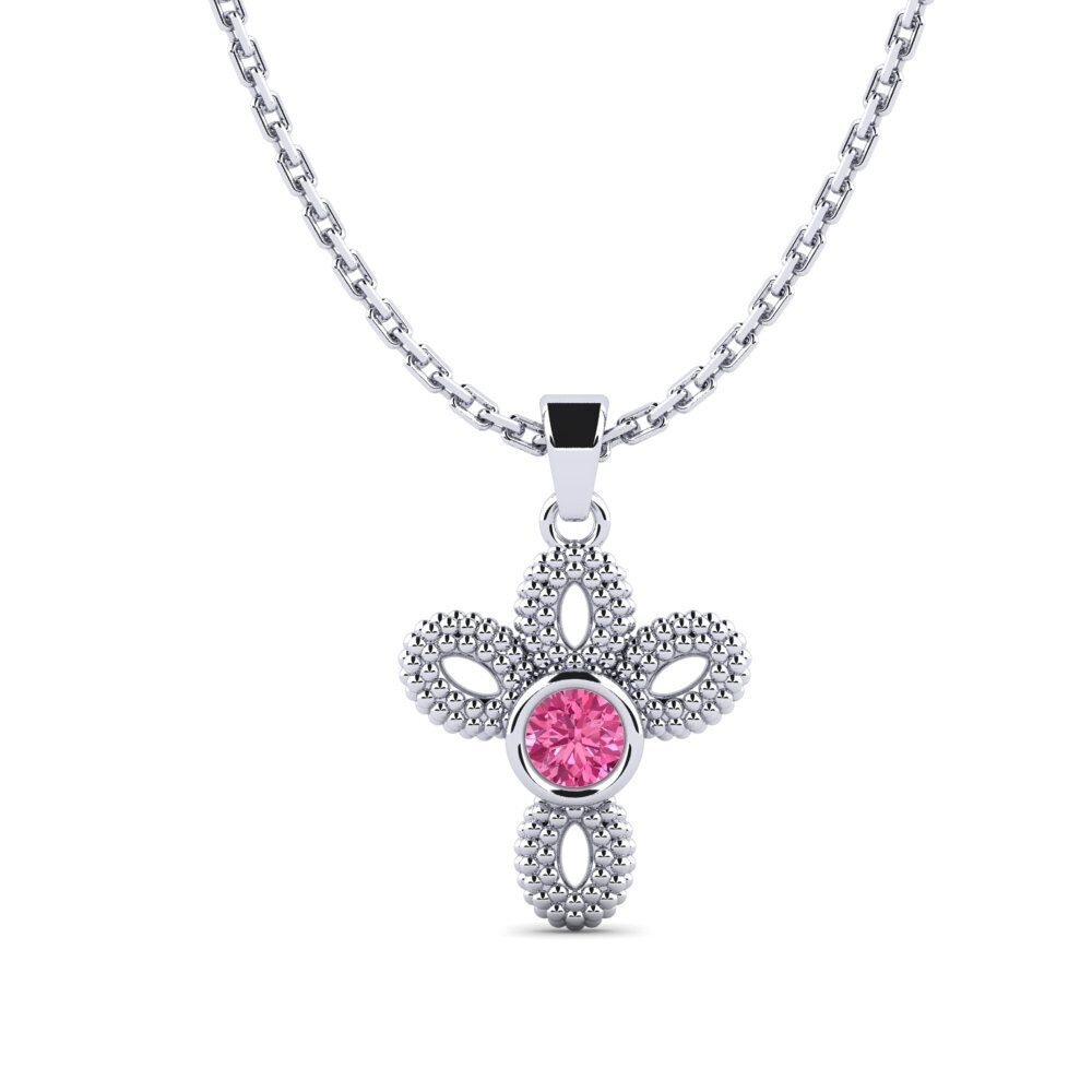 Platino 950 Turmalina rosa Colgante de Mujer Volution