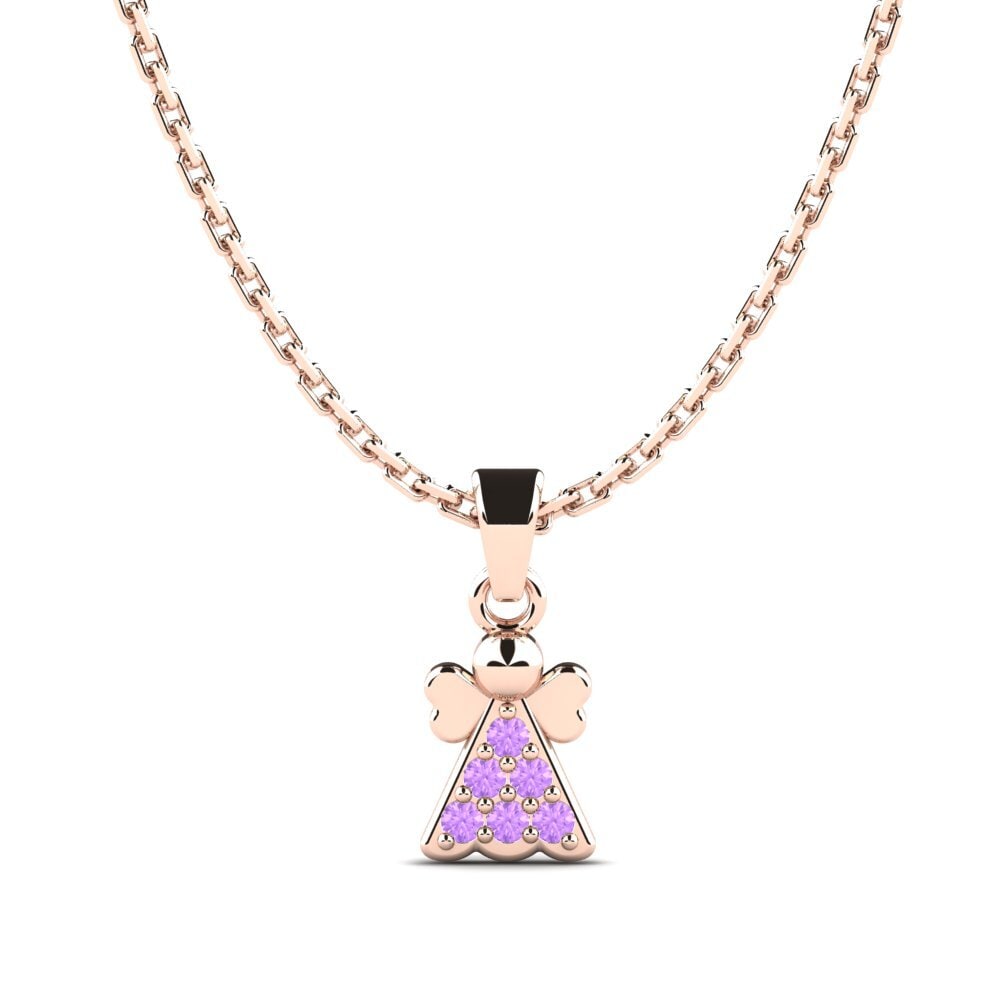 14k Oro Rosa Amatista Colgante para Niño Voninkazo