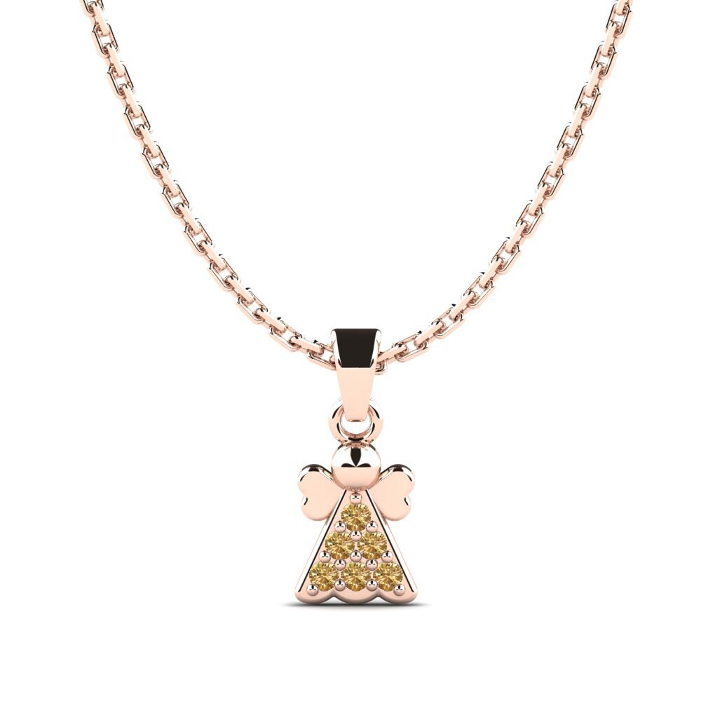 14k Oro Rosa Diamante Marrón Colgante para Niño Voninkazo
