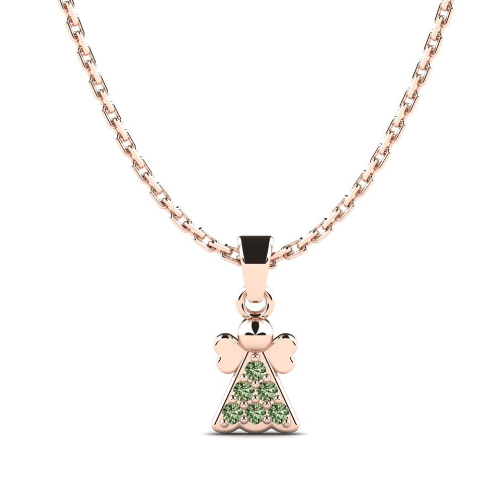 14k Oro Rosa Diamante Verde Colgante para Niño Voninkazo