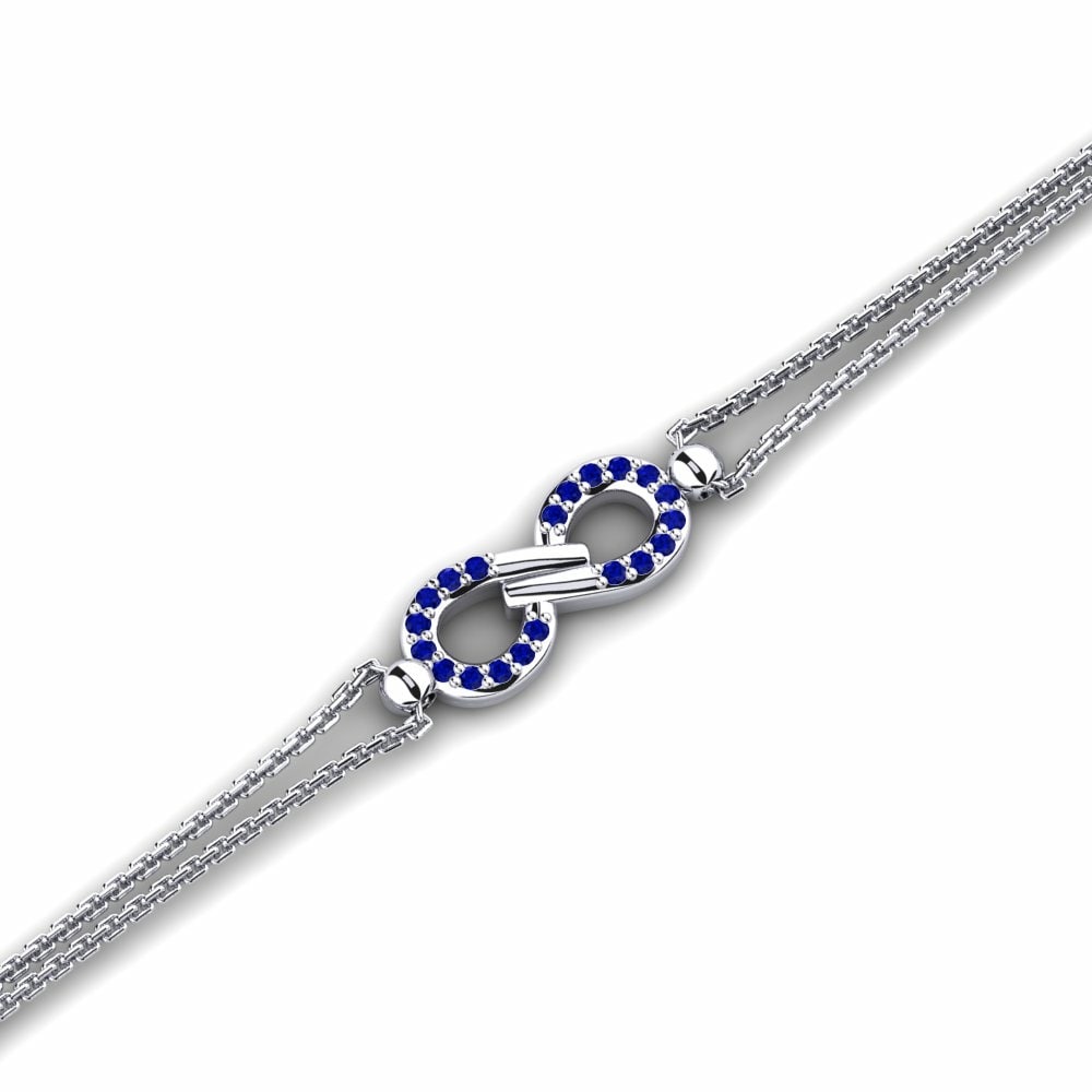 Chain Bracelet Connection Vòng Tay Voolav Vàng Trắng 585 Đá Sapphire