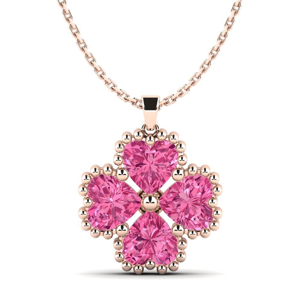 Trái Tim Đá Tourmaline Hồng / Bích tỷ Mặt dây chuyền nữ Voorhees