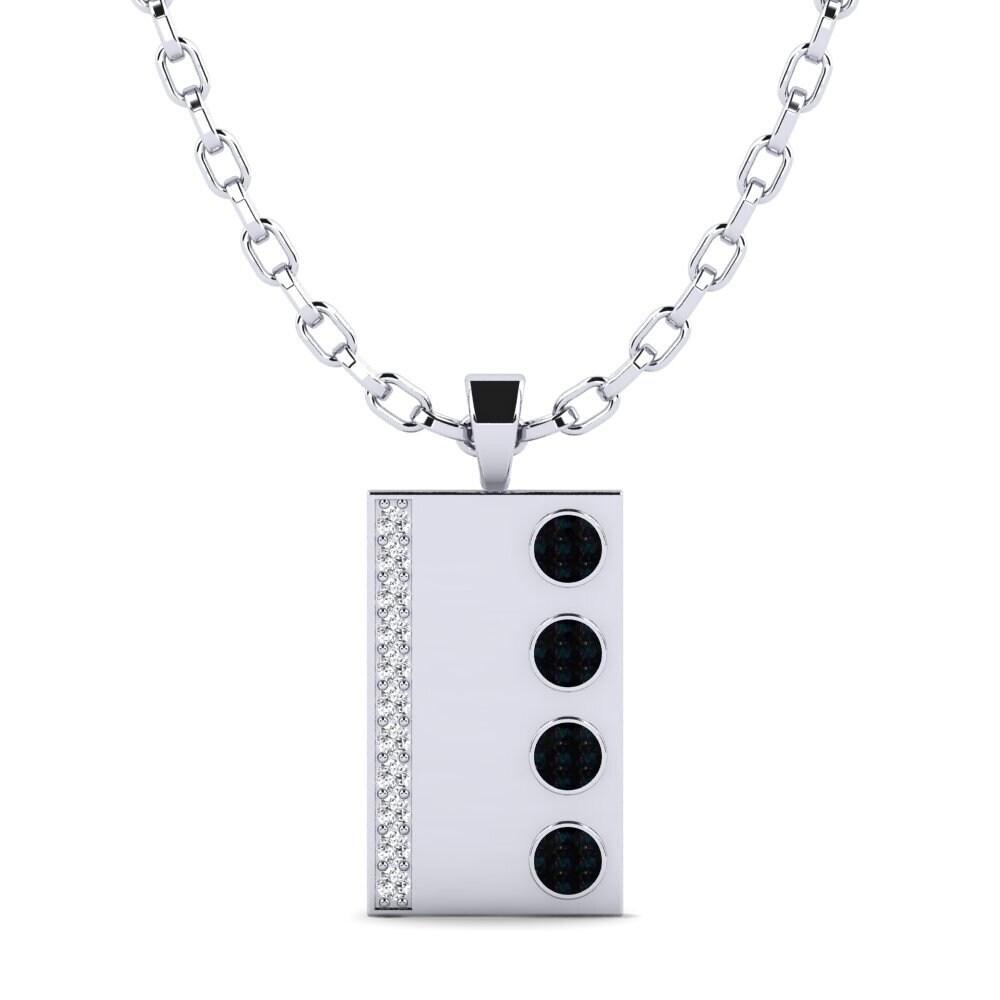 18ct White Gold Black Opal Men's Pendant Vulcan
