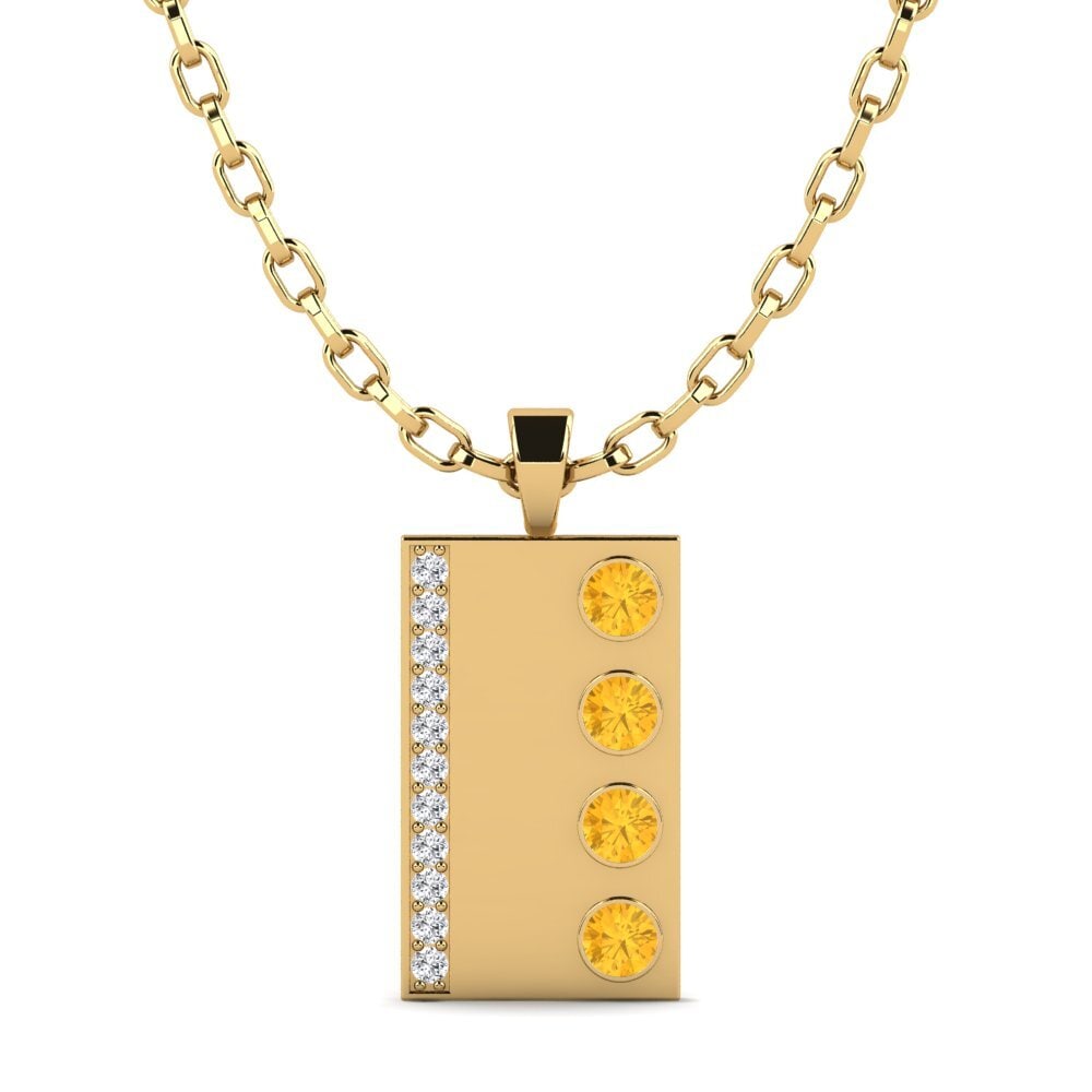 14ct Yellow Gold Citrine Men's Pendant Vulcan