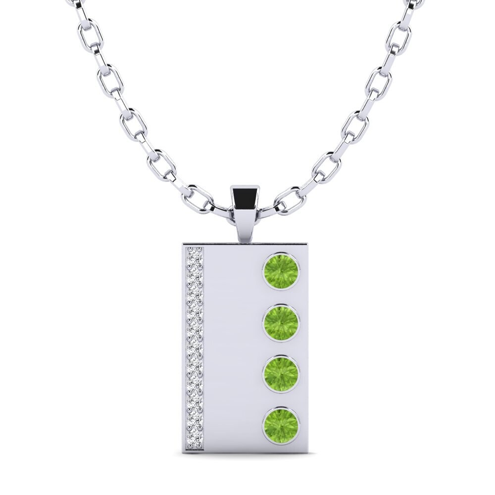 14ct White Gold Peridot Men's Pendant Vulcan