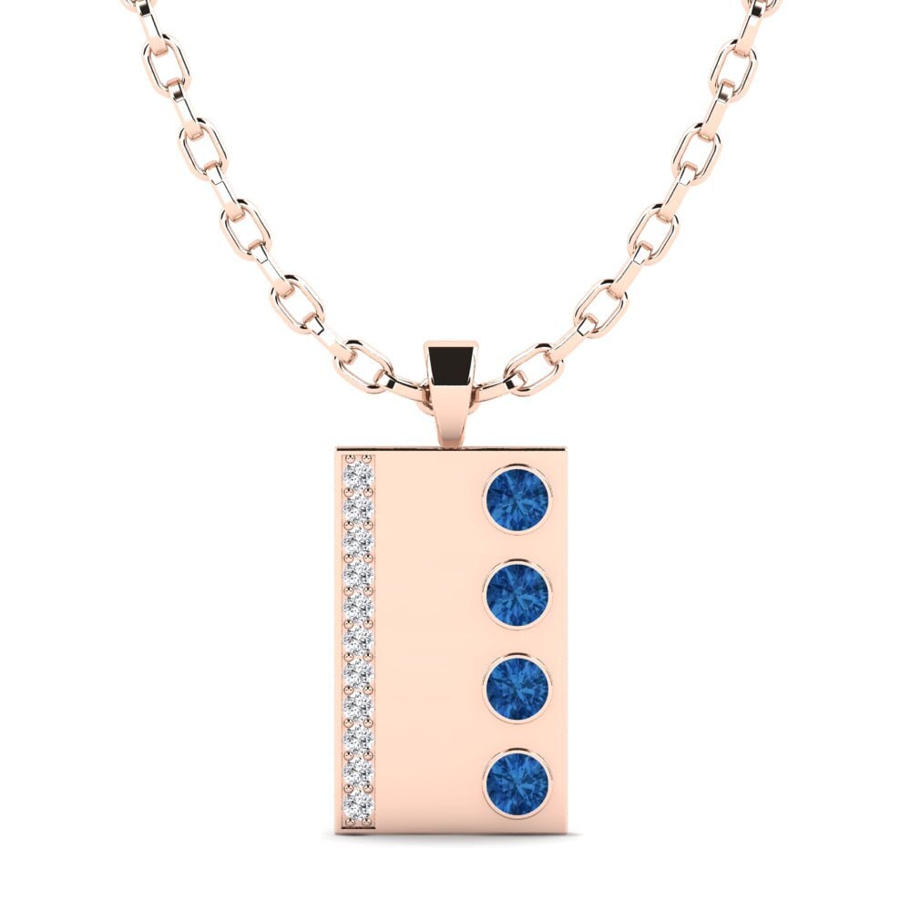 750 Rood Goud Donker Blauwe Zirkoon Heren hanger Vulcan
