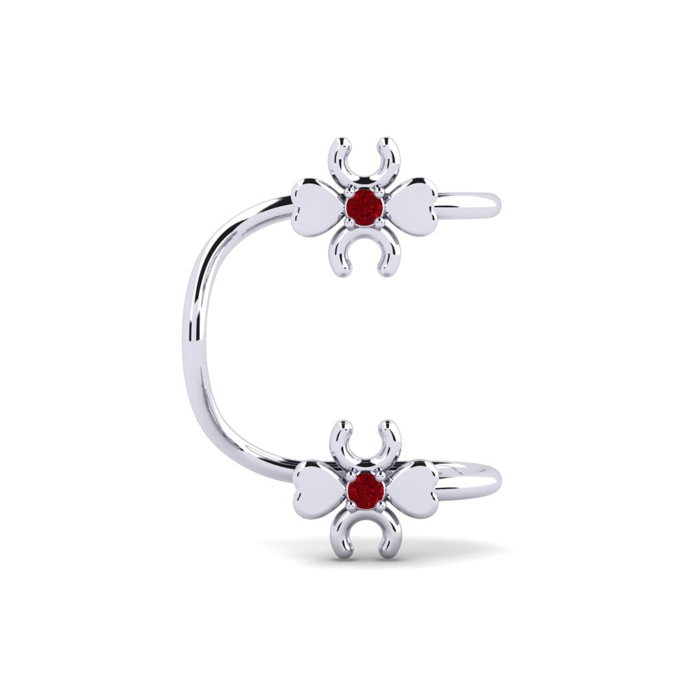 925 Prata de lei Zircônia Vermelha Brincos Feminino Vulcanite