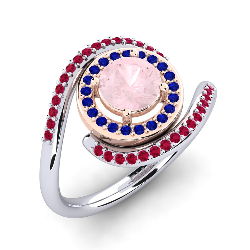 18K White & Rose Gold Rose Quartz Engagement Ring Vulnavia