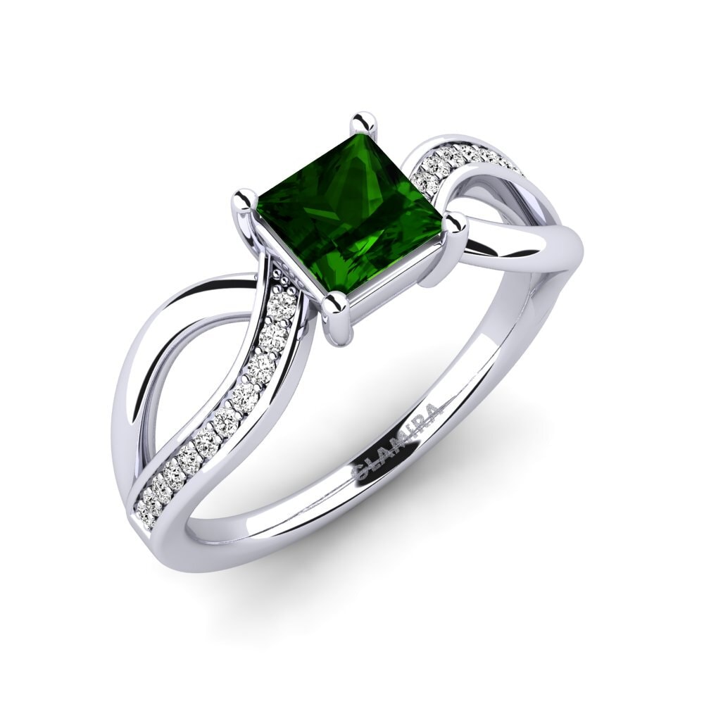 Princess Green Tourmaline Engagement Ring Vulnerable