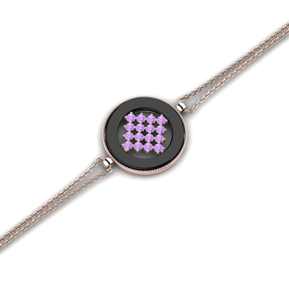 14k Oro Rosa Amatista Pulsera de Mujer Wagaman
