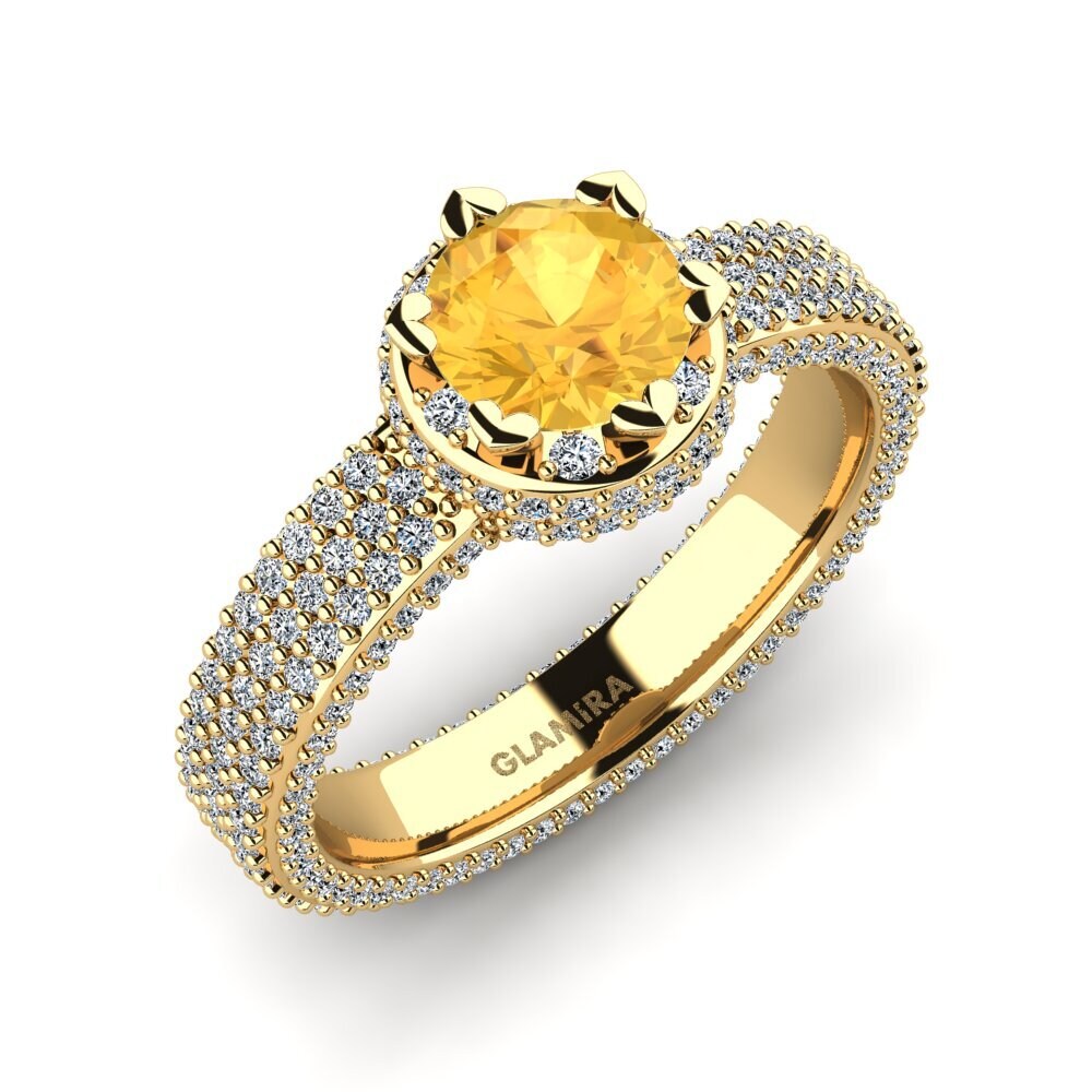 18k Oro Amarillo Citrino Anillo de compromiso Wailord