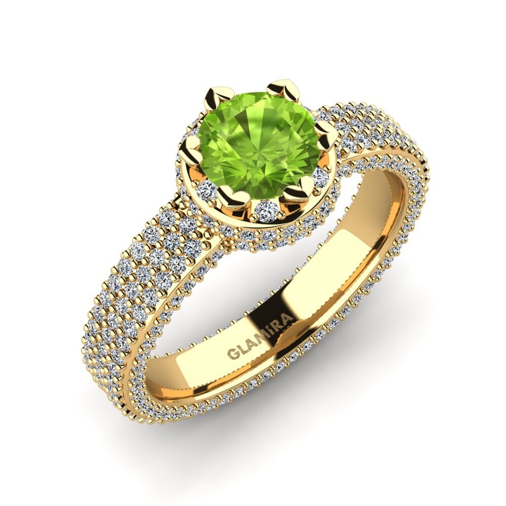 9k Oro Amarillo Peridoto Anillo de compromiso Wailord