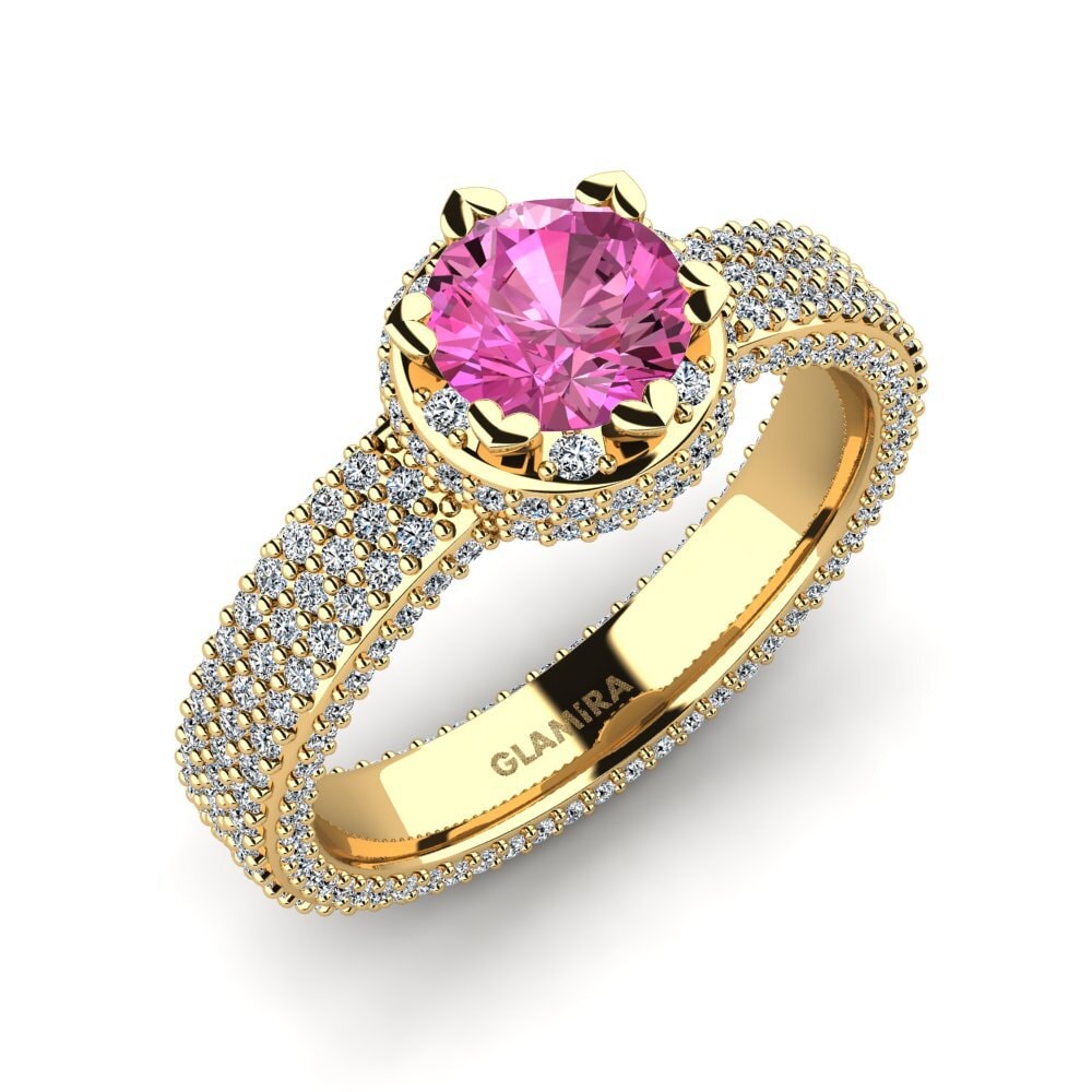 9k Oro Amarillo Topacio Rosa Anillo de compromiso Wailord