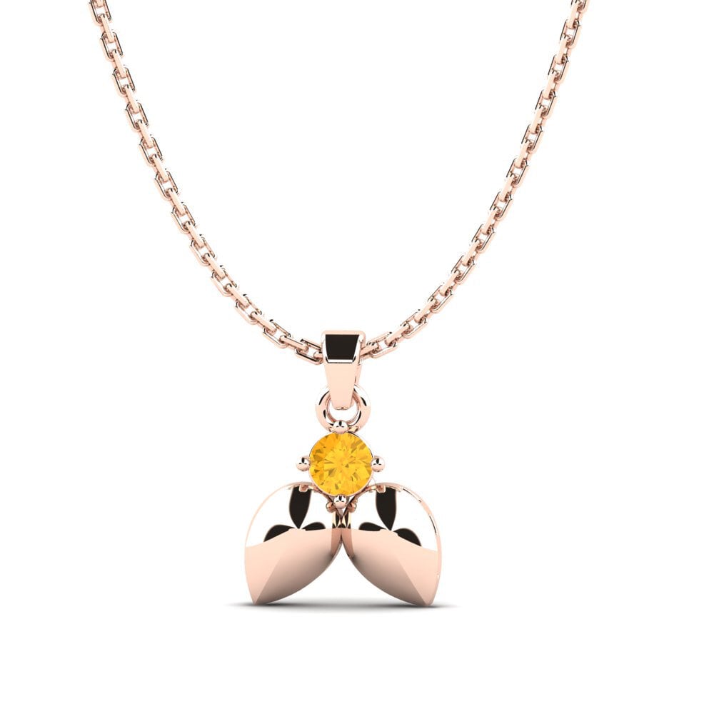14k Oro Rosa Citrino Colgante de Mujer Waka