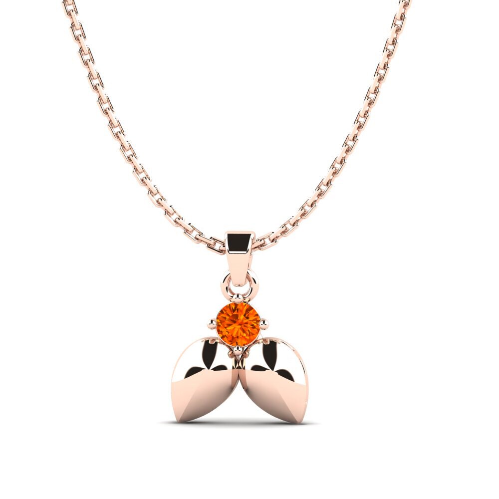 14k Oro Rosa Zafiro Naranja Colgante de Mujer Waka