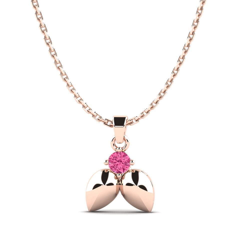 9k Oro Rosa Turmalina rosa Colgante de Mujer Waka