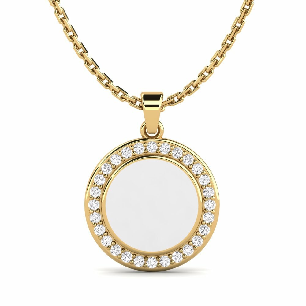 Vàng 9K Đá Sapphire Trắng Mặt dây chuyền nữ Walies