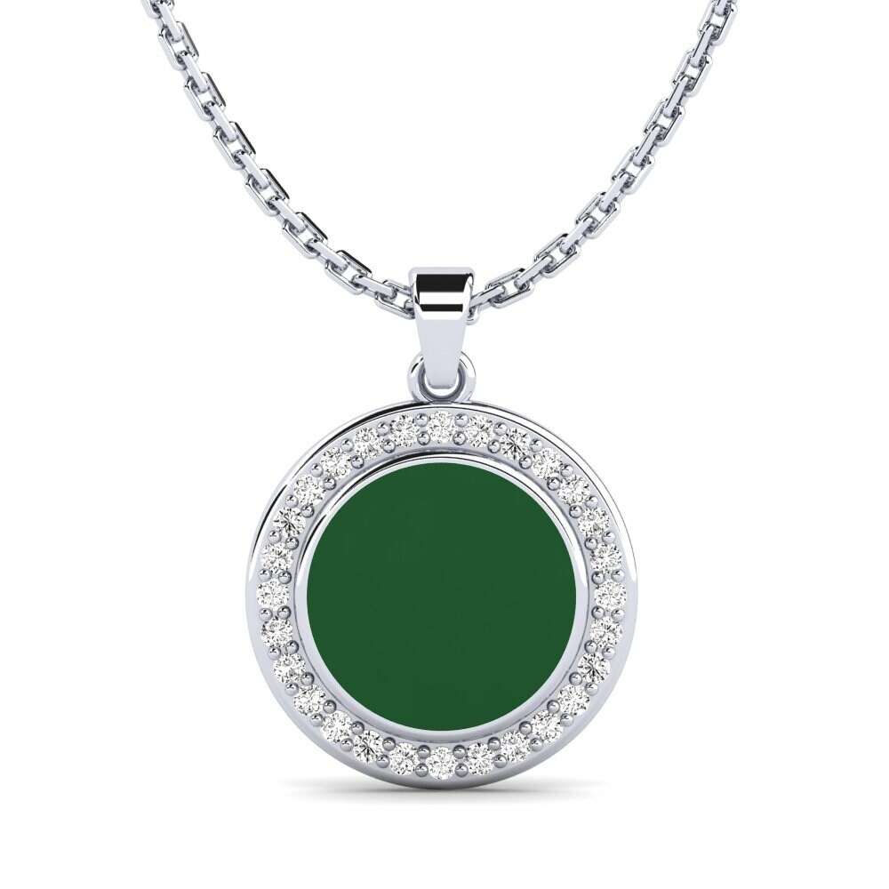 Vàng Trắng 14K Tròn Đá Moissanite Mặt dây chuyền nữ Walies