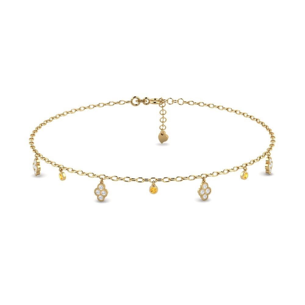 14ct Yellow Gold Citrine Women's Anklet Wanjala