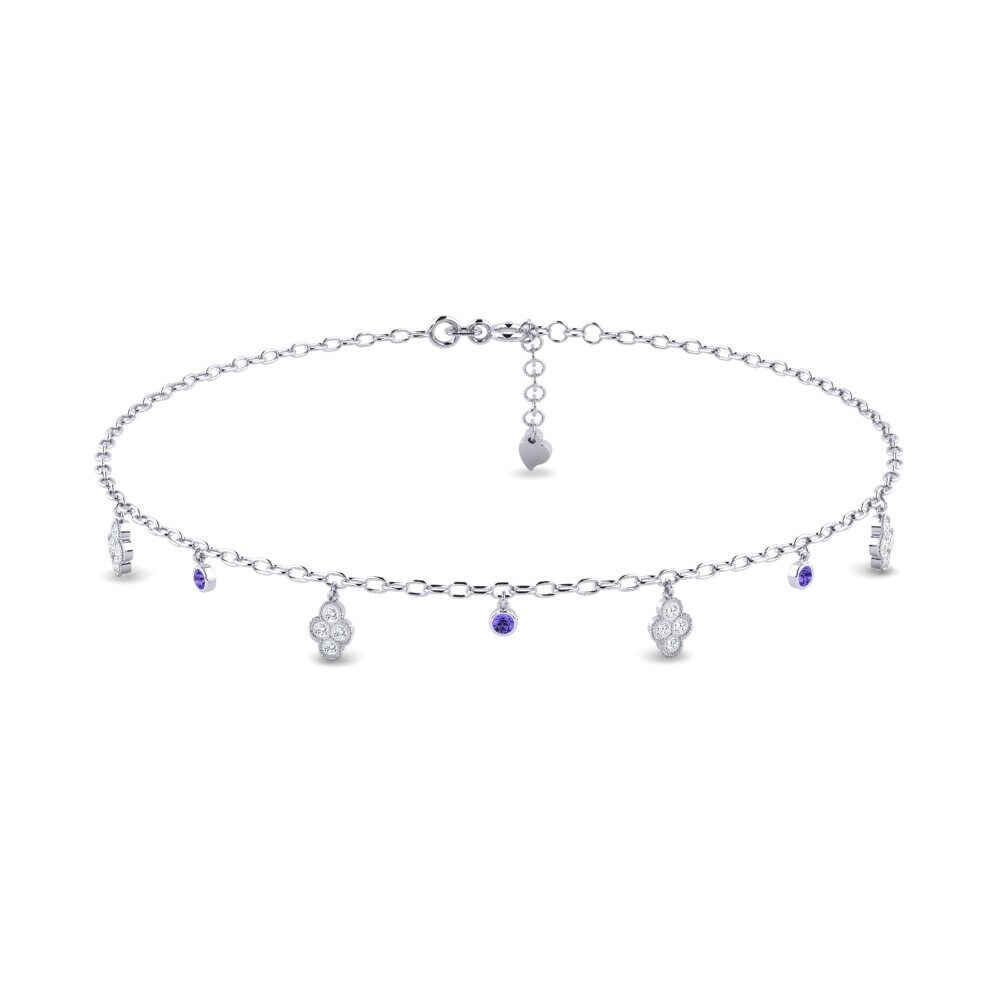 18ct White Gold Tanzanite Women's Anklet Wanjala