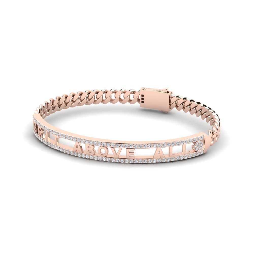14ct Rose Gold Diamond Men's Bracelet Wansdown