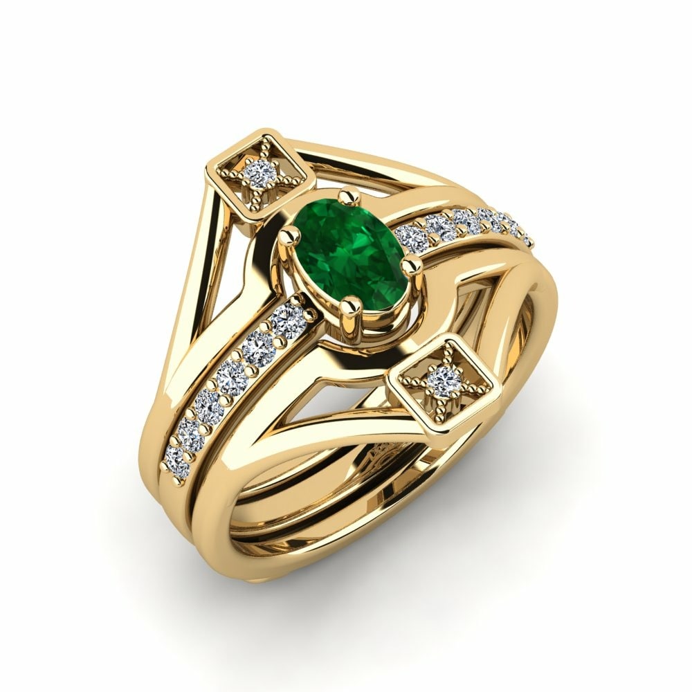 Emerald (Lab Created) Ring Wardodea - SET